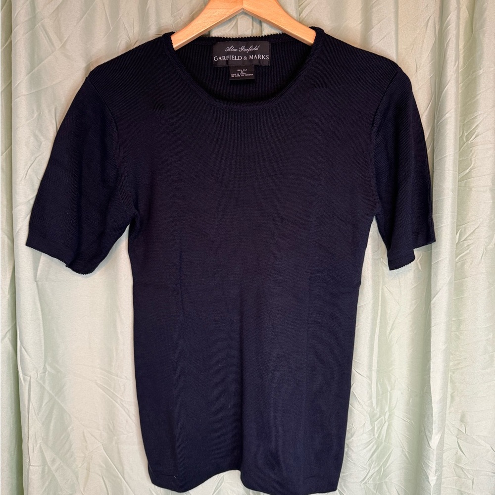 Alex Garfield, Garfield & Marks Black Silk Short Sleeve Sweater